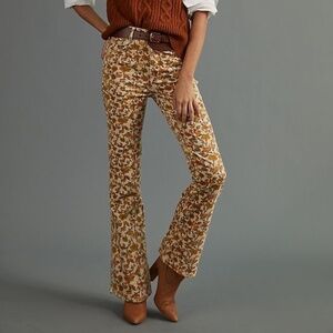 Anthropologie Floral Corduroy Flared Pants